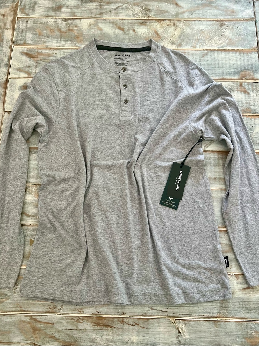Kenneth Cole Techni-Cole Men’s Gray Long Sleeve Henley Shirt Size S NWT